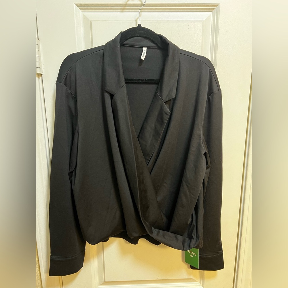 Halara Notched Collar Crossover Long Sleeve shirt